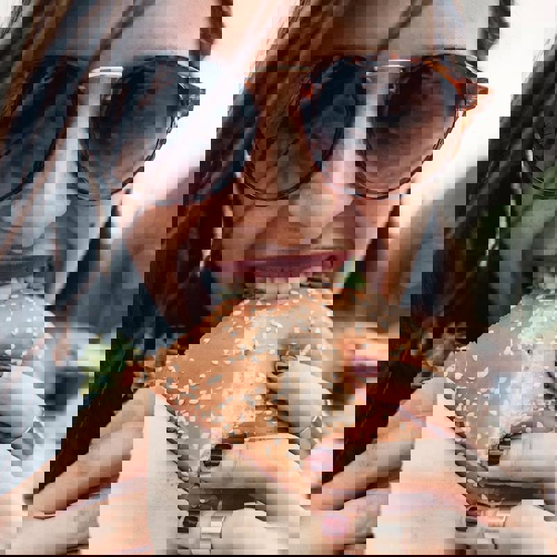 Person eating a burger