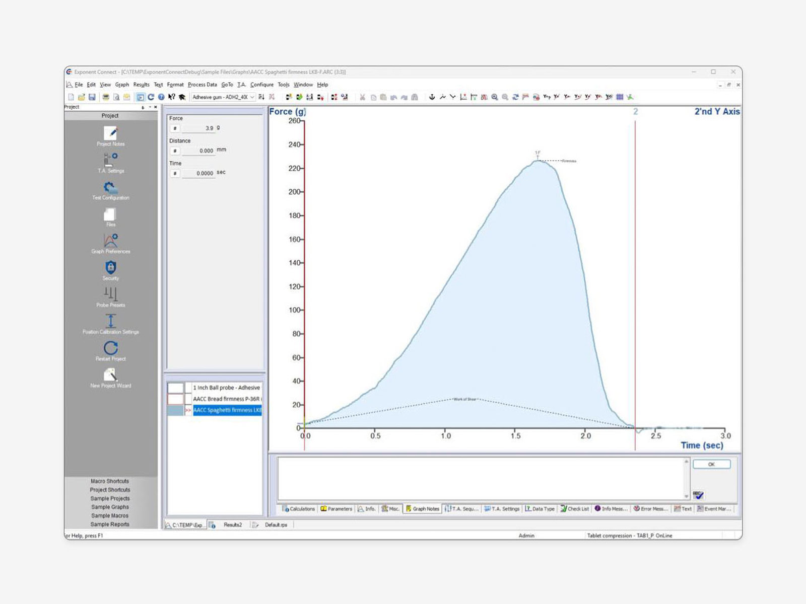 A typical view of Exponent Connect software
