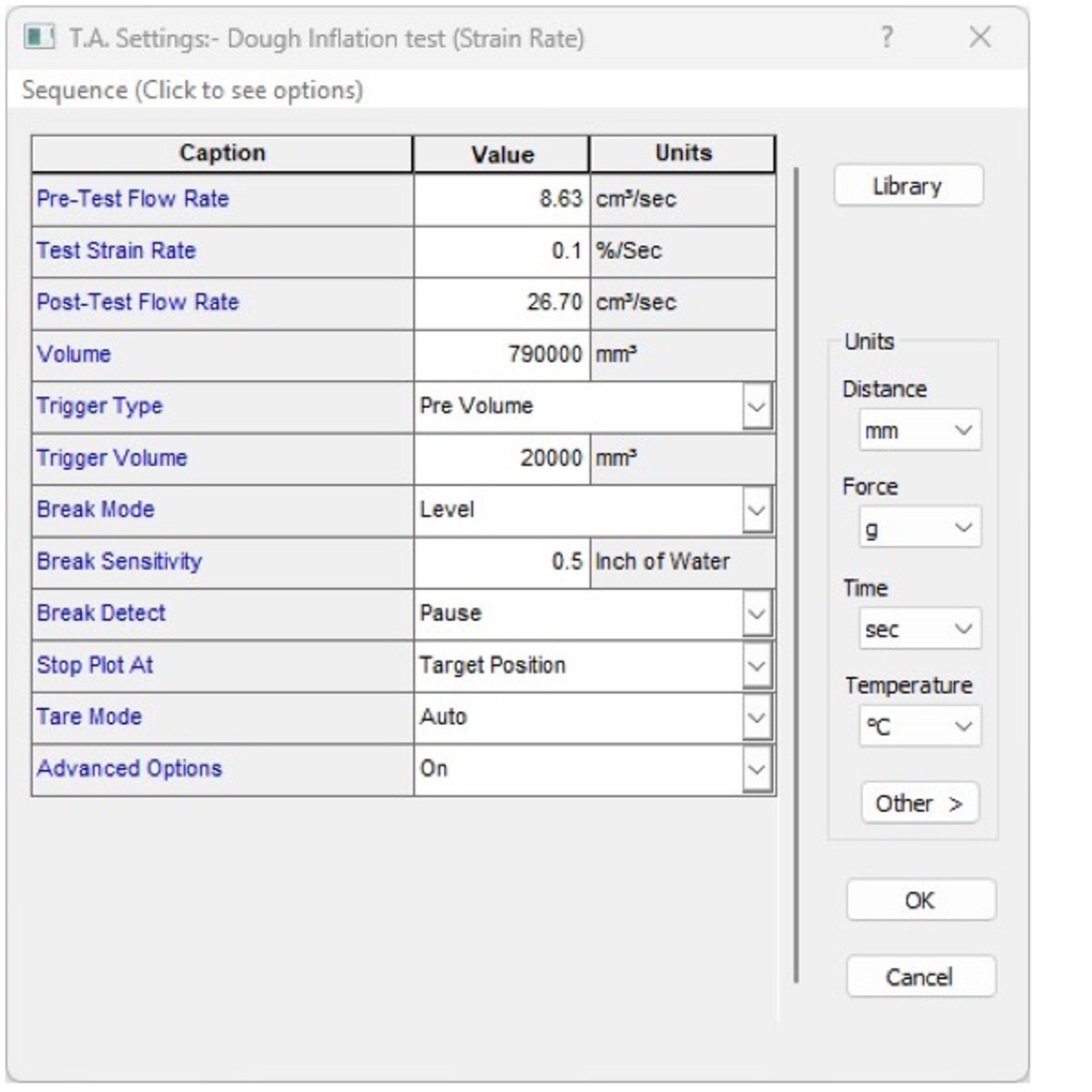 Settings to allow inflation at a constant strain rate