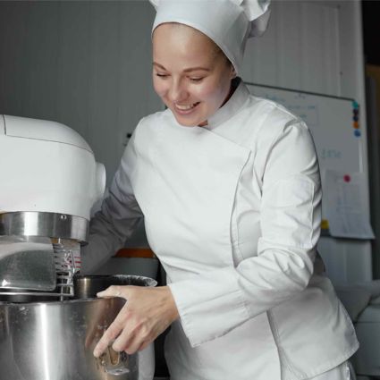Baker in a commercial bakery