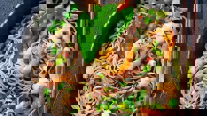 Heatlthy Stir Fry With Fresh Vegetables And Prawns