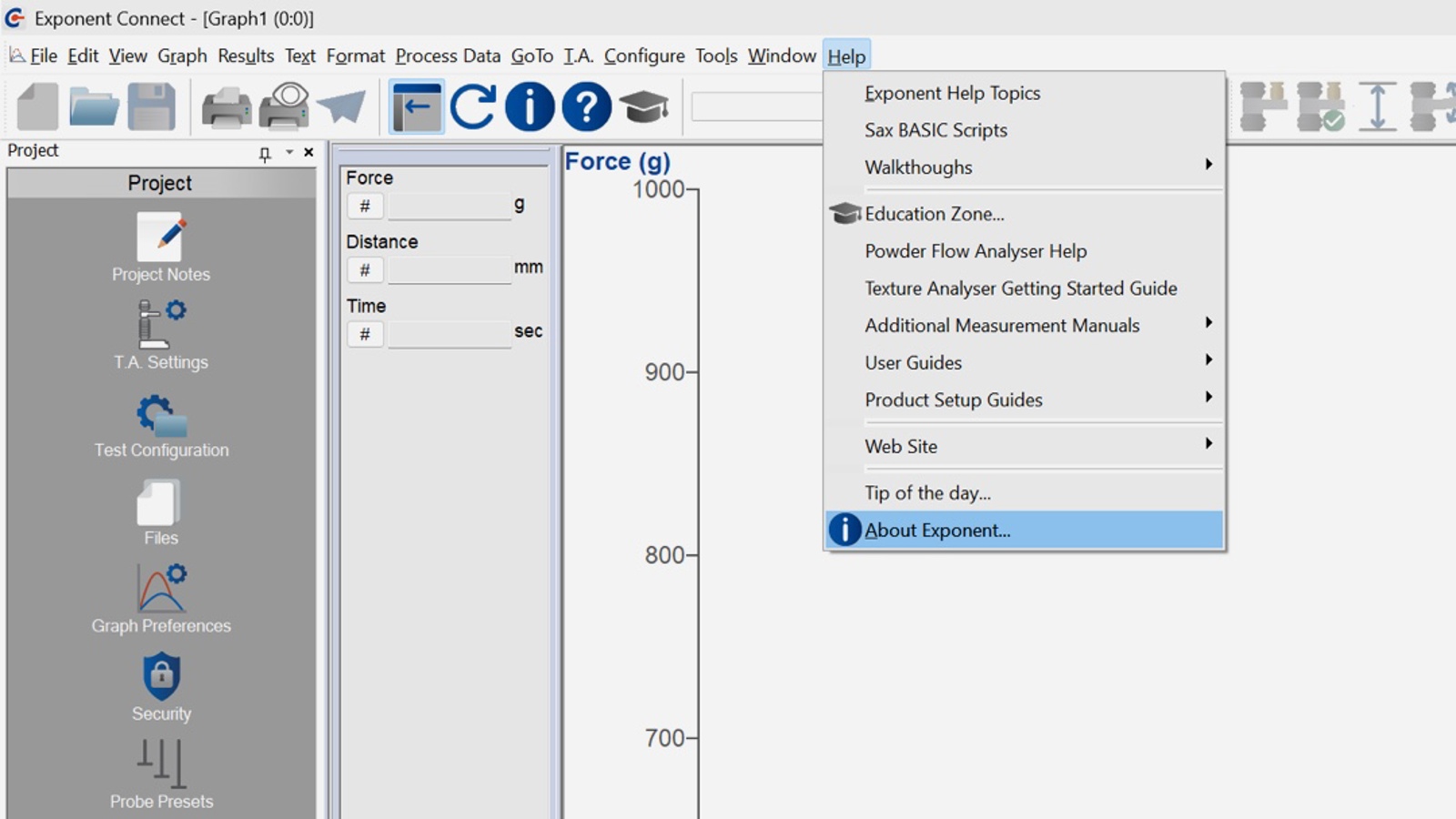Help > About Exponent menu item