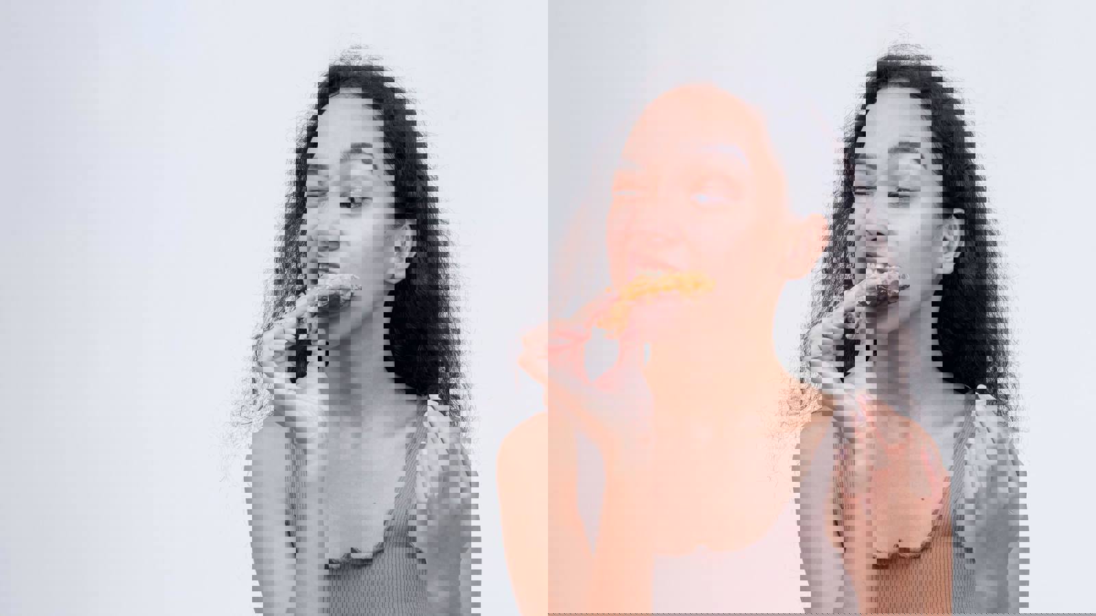 Person eating tough meat