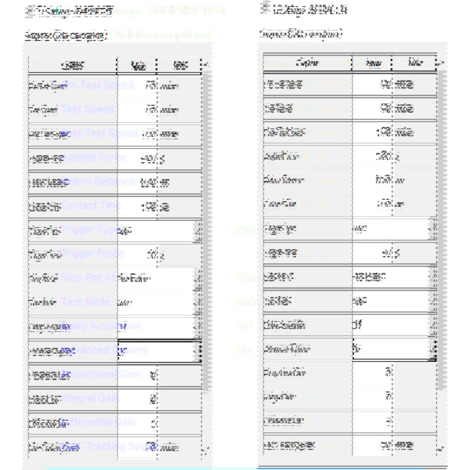 Adhesive settings screenshot