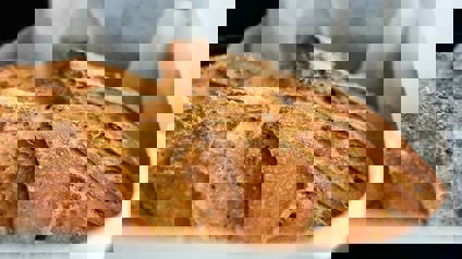 Close Up Of Bread In Loaf Tin