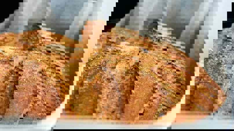 Close Up Of Bread In Loaf Tin