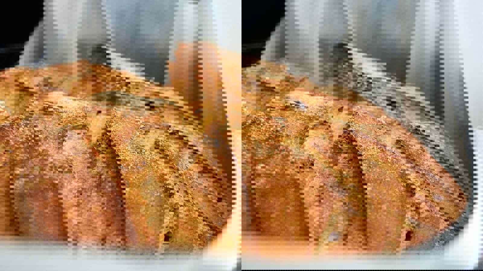 close-up of gluten-free bread in loaf tin