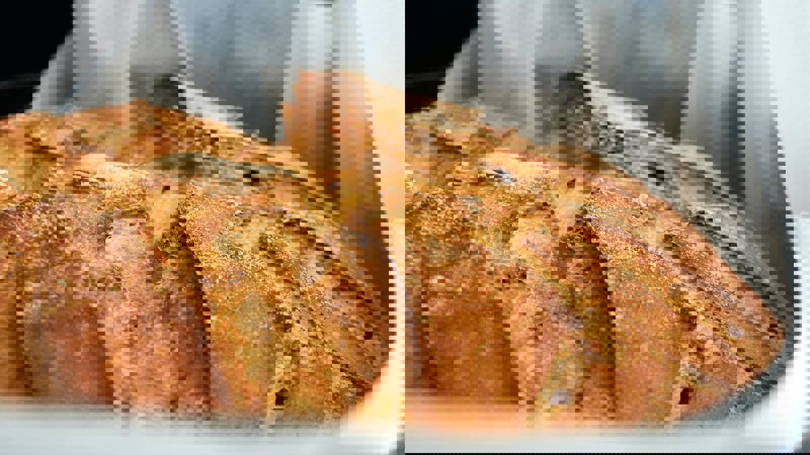 close-up of gluten-free bread in loaf tin