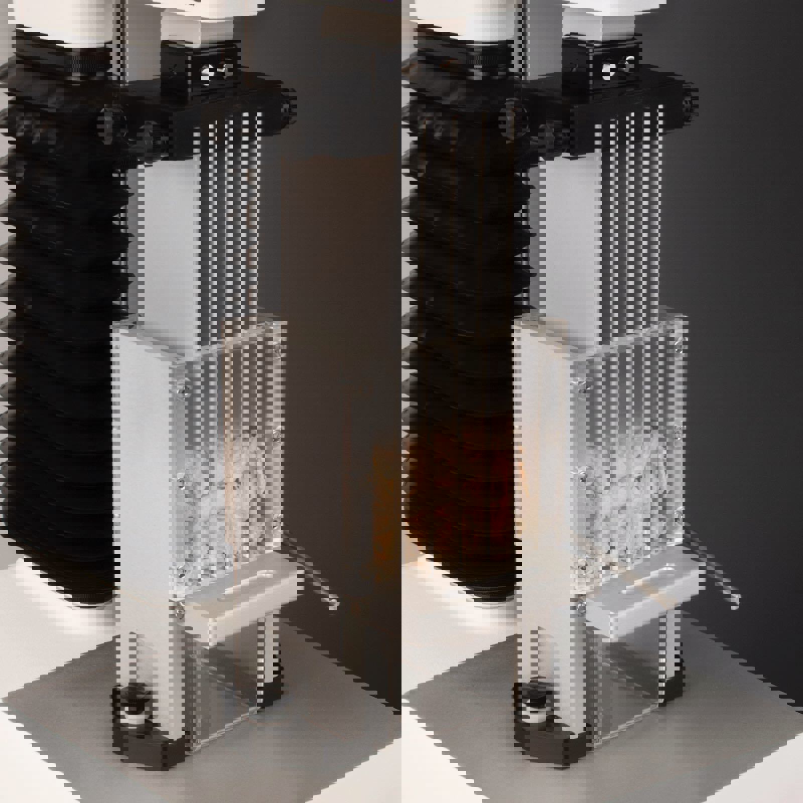 Kramer Shear Cell – 5 Bladed attached to Texture Analyser testing cooked chicken