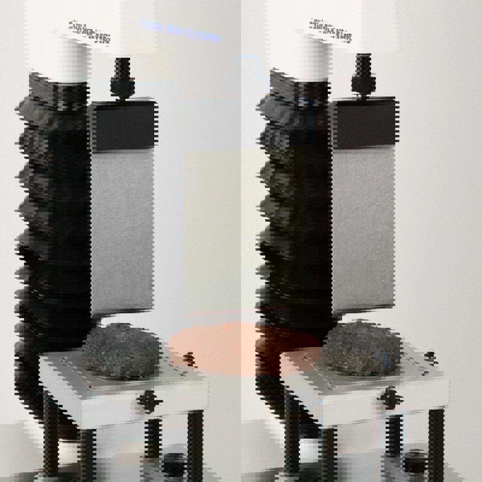 Blade Set attached to Texture Analyser performing test on burger