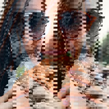 Person eating a burger