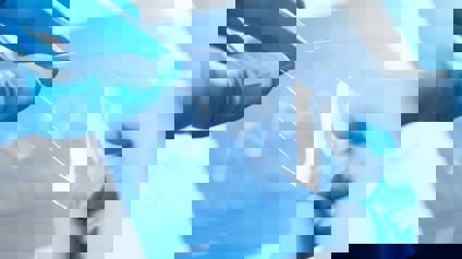 Person Wearing Gloves Holding A Piece Of Clear Plastic