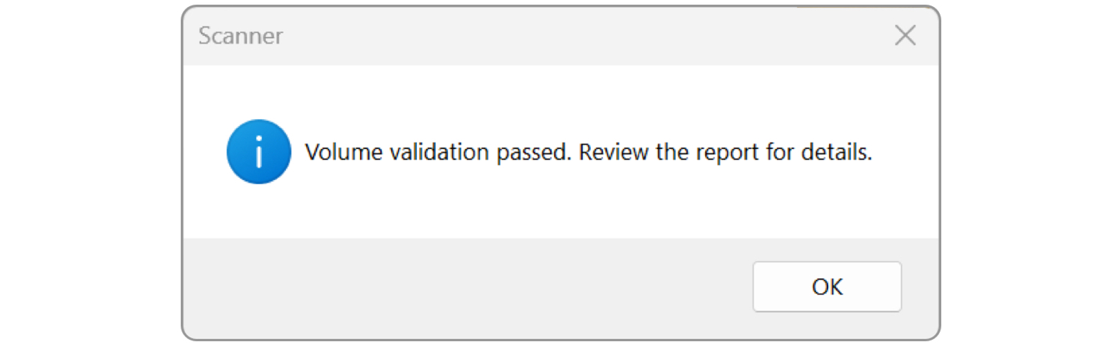 Volscan Profiler Scanner Dialogue Box 