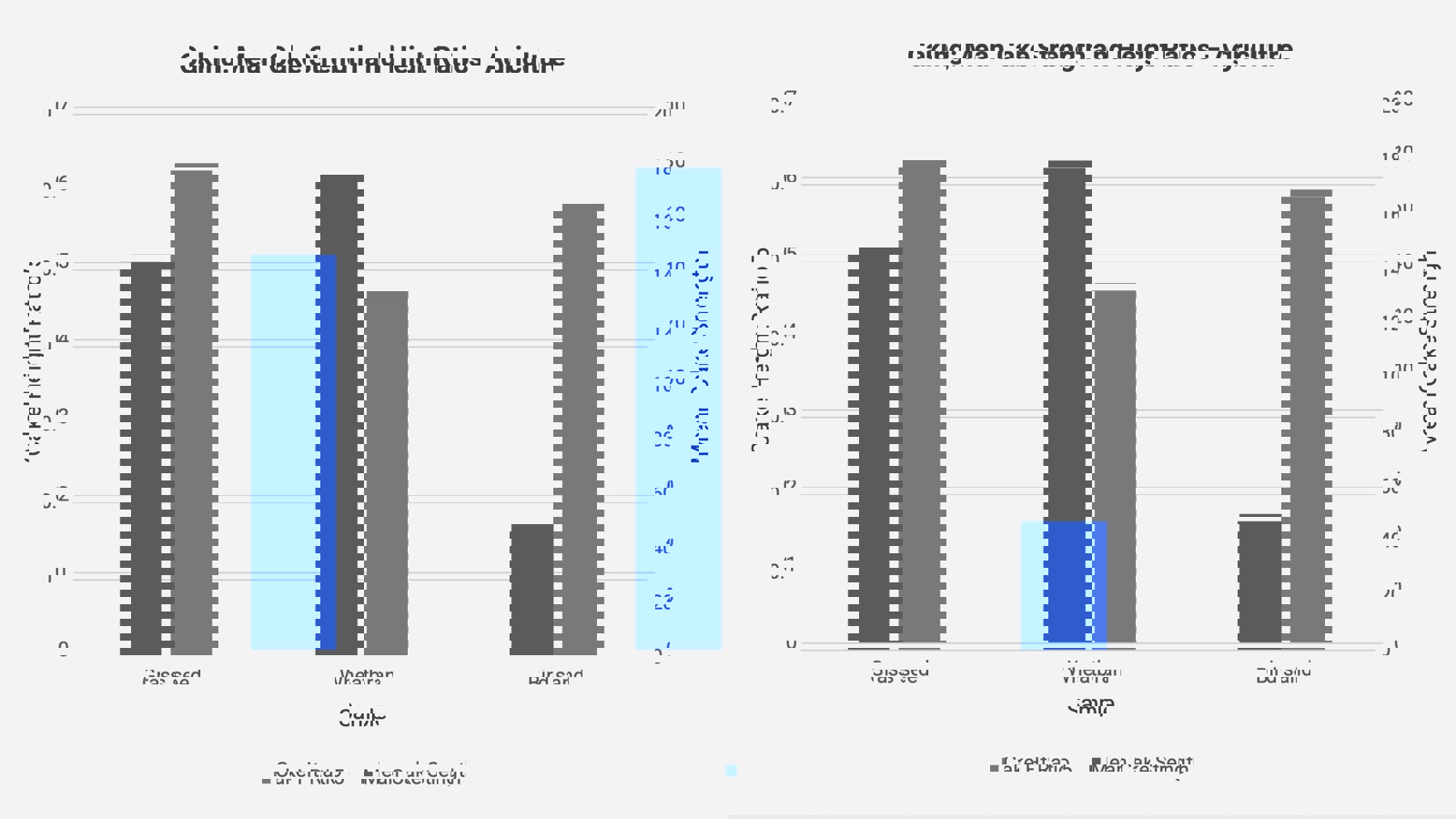 Caking comparison bars: Mean Cake Strength and Cake 5 Height Ratio for three agricultural samples