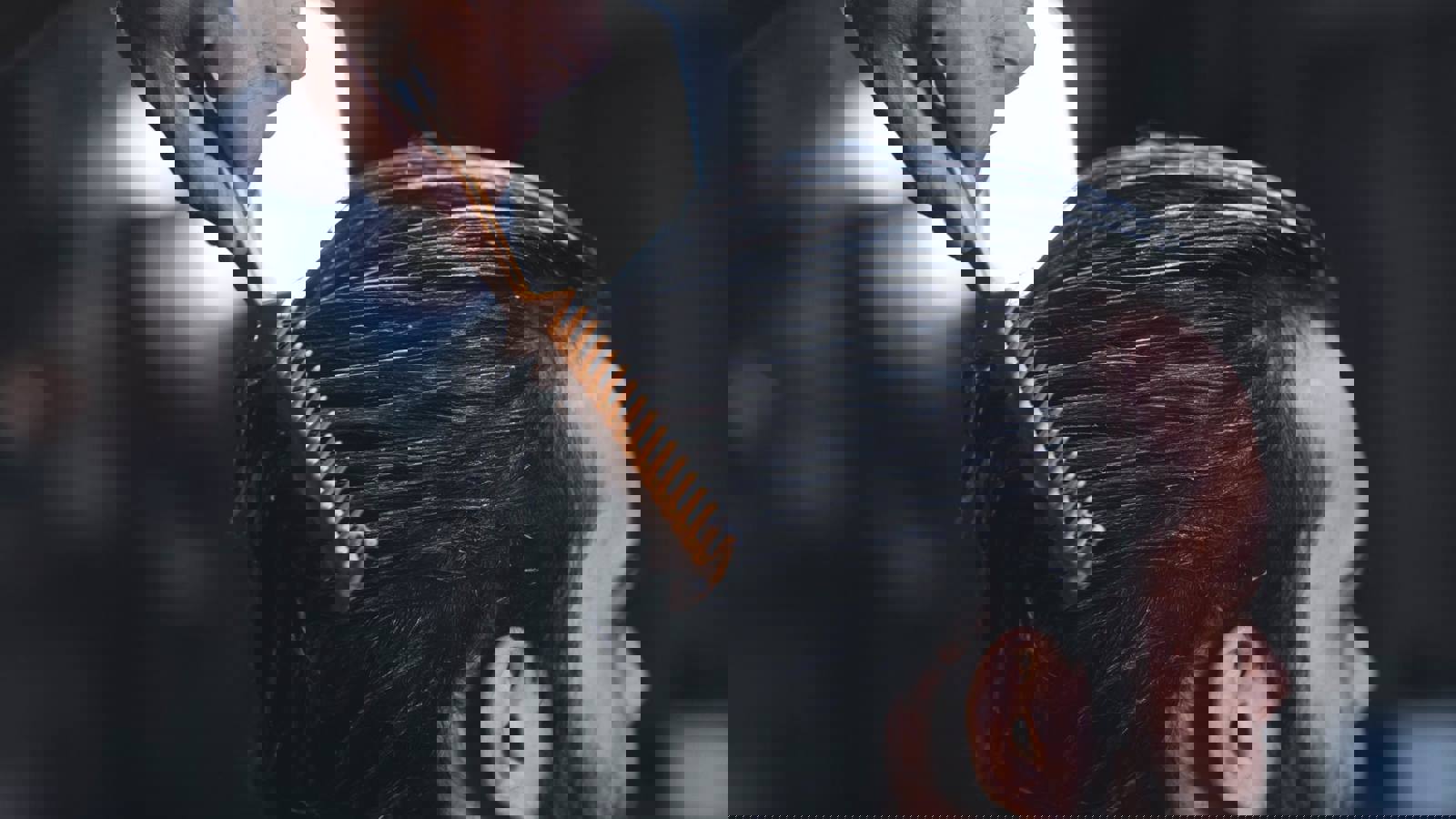 Hairdresser combing clients hair