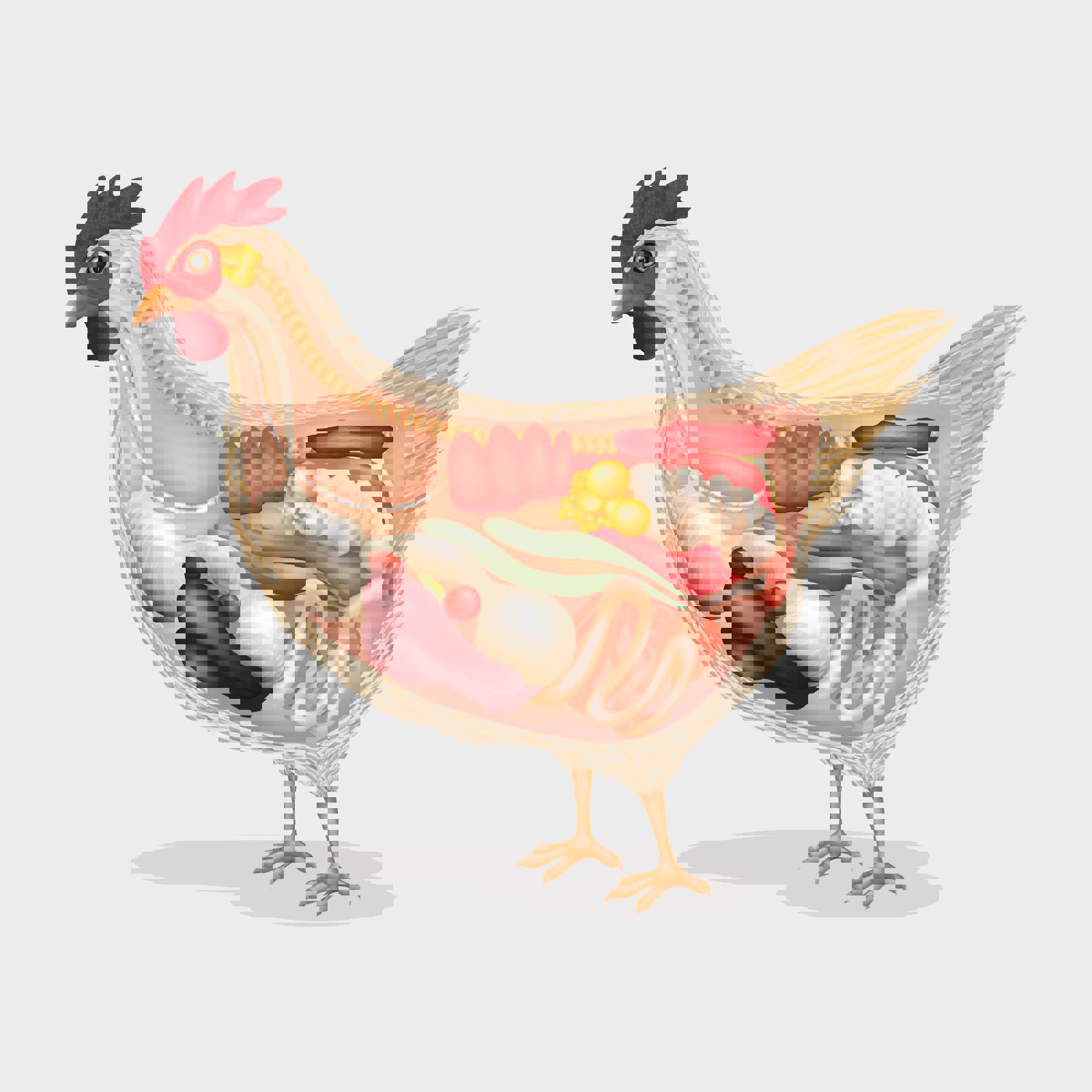 Chicken intestines illustration