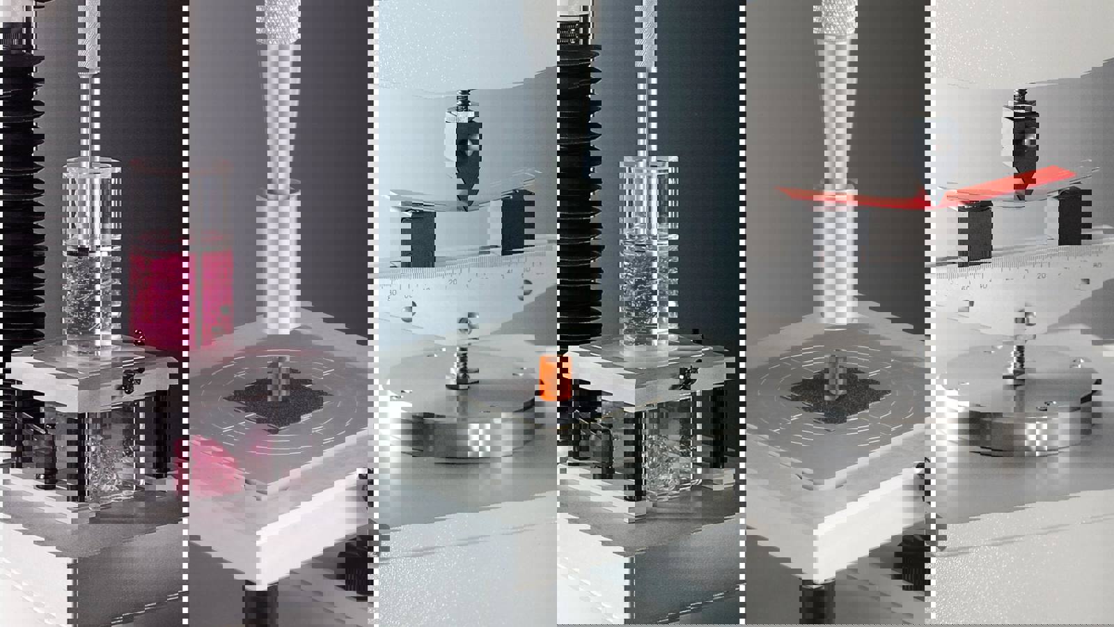 Texture Analyser featuring Forward Extrusion Rig, 20mm Cylinder Probe and Three Point Bend Rig