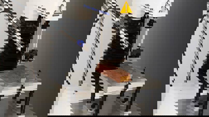 Acoustic Envelope Detector Testing Chocolate Covered Wafer