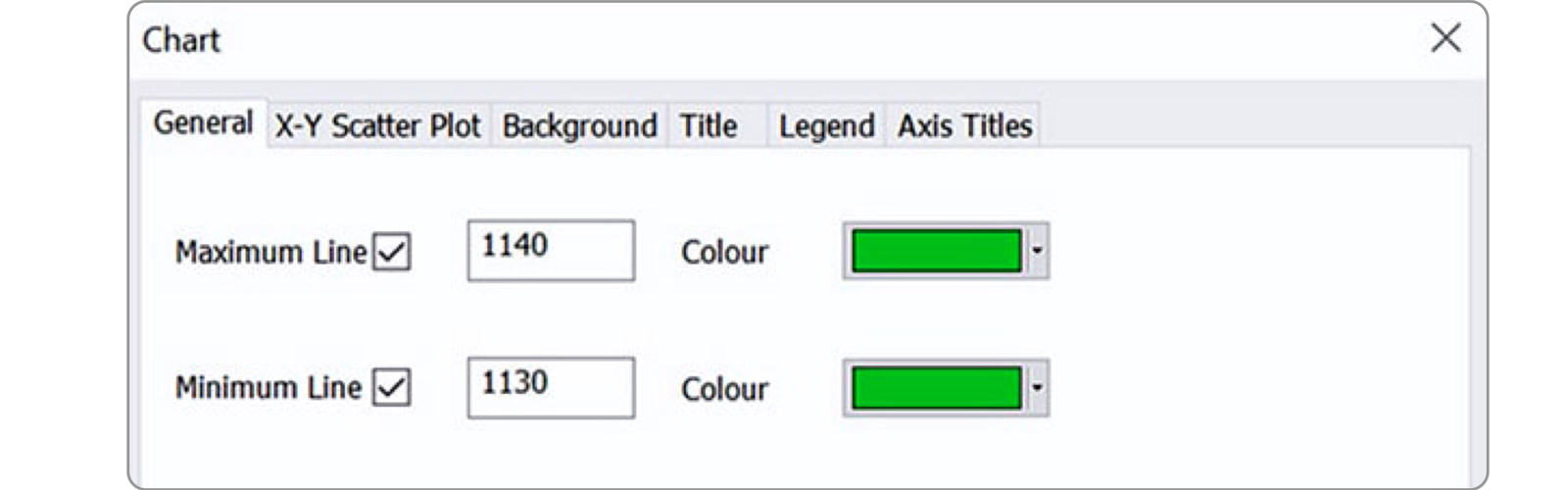 Exponent Connect chart settings screenshot