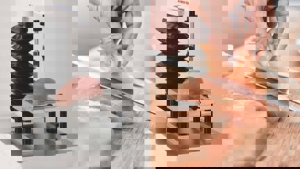 Image Pairing A MORS Meullenet Owens Razor Shear Blade And Slicing Raw Chicken Breast