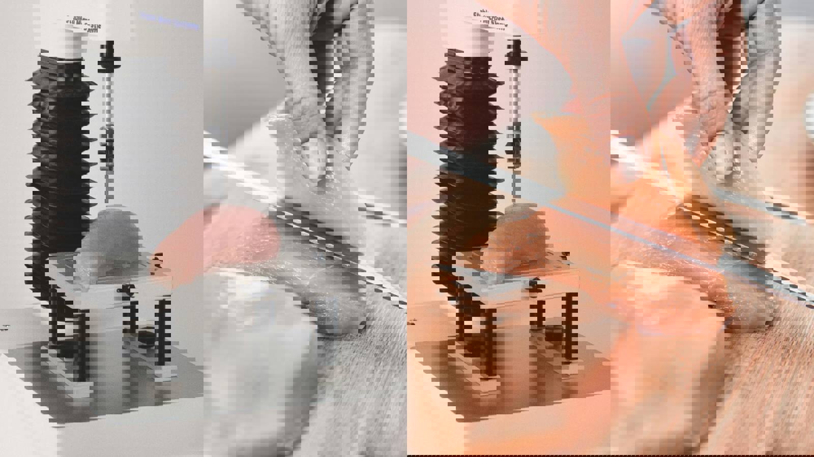 Meullenet-Owens Razor Shear Blade testing chicken and slicing raw chicken breast