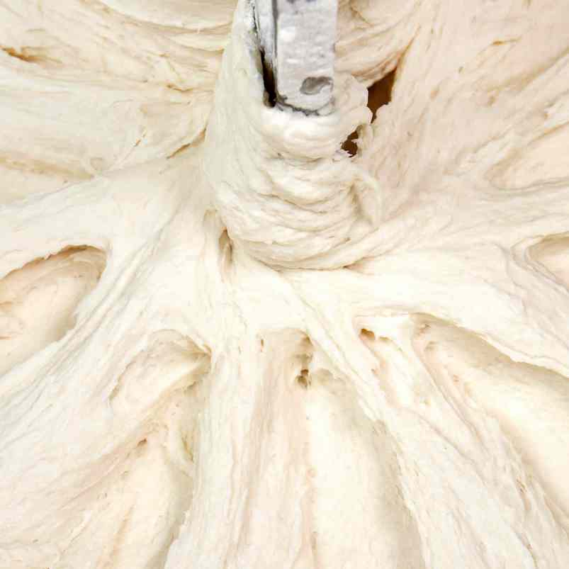 Dough in an industrial mixer