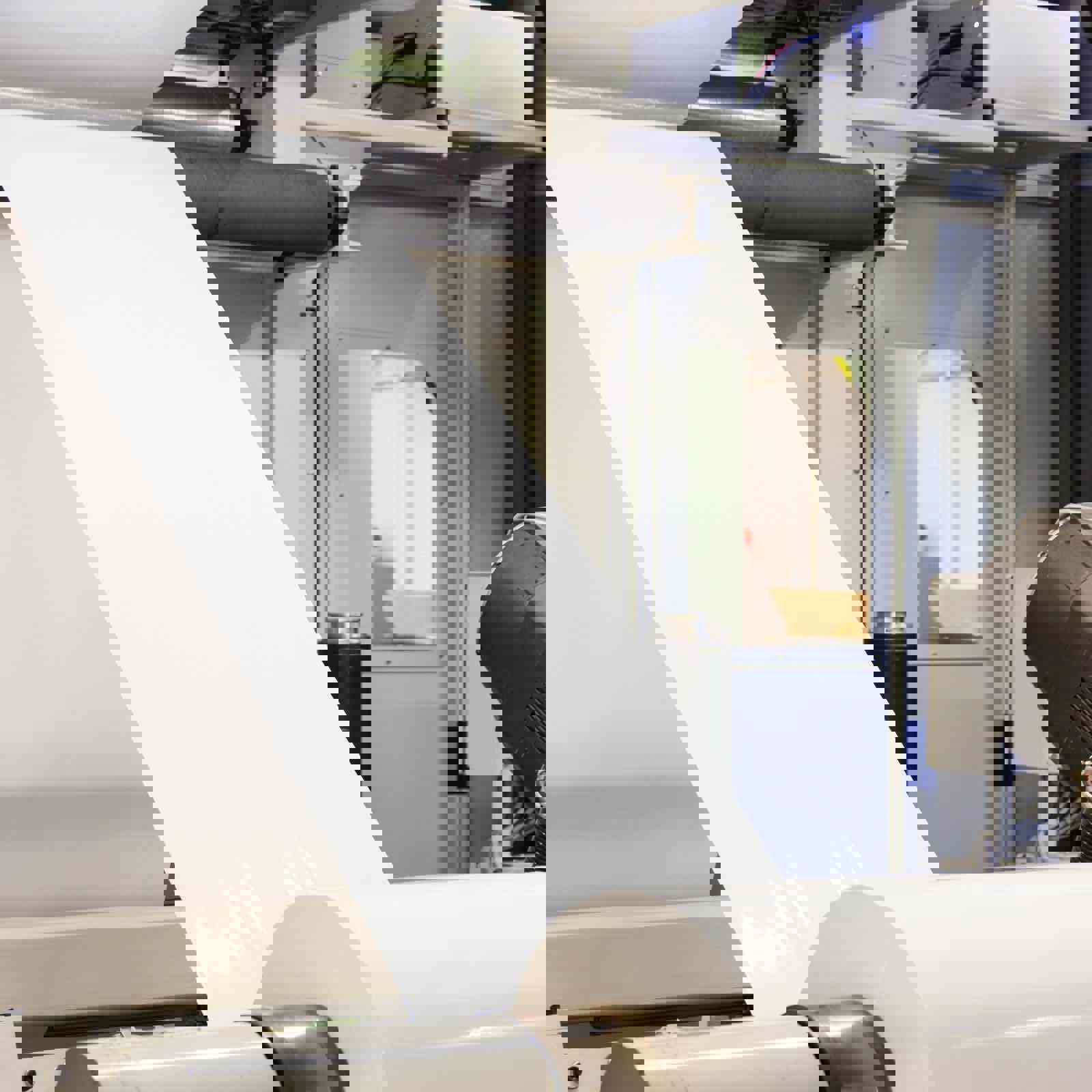 Roll of white film in a factory