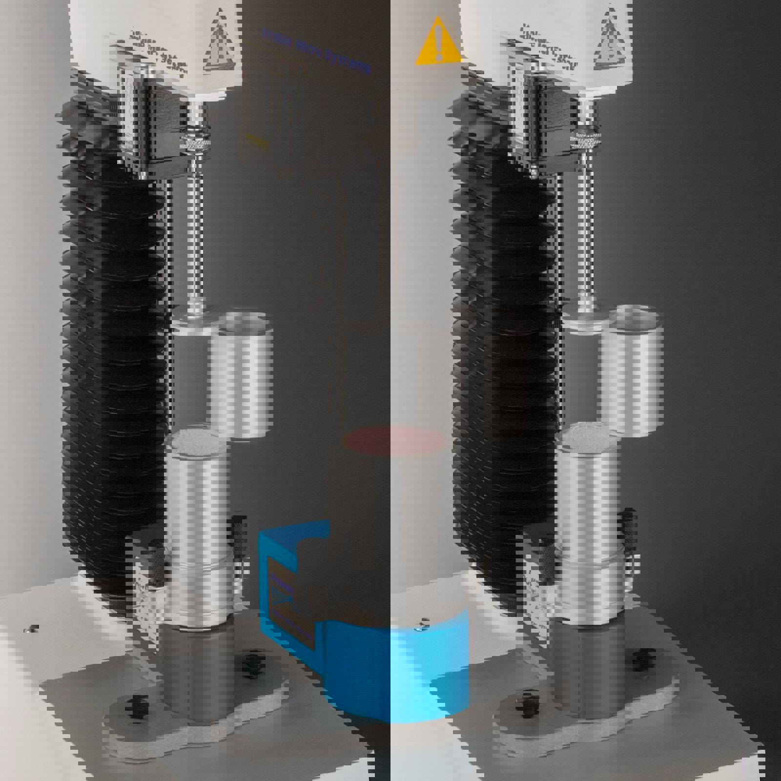 The blade is then swapped for a compression probe which applies increasing levels of compression